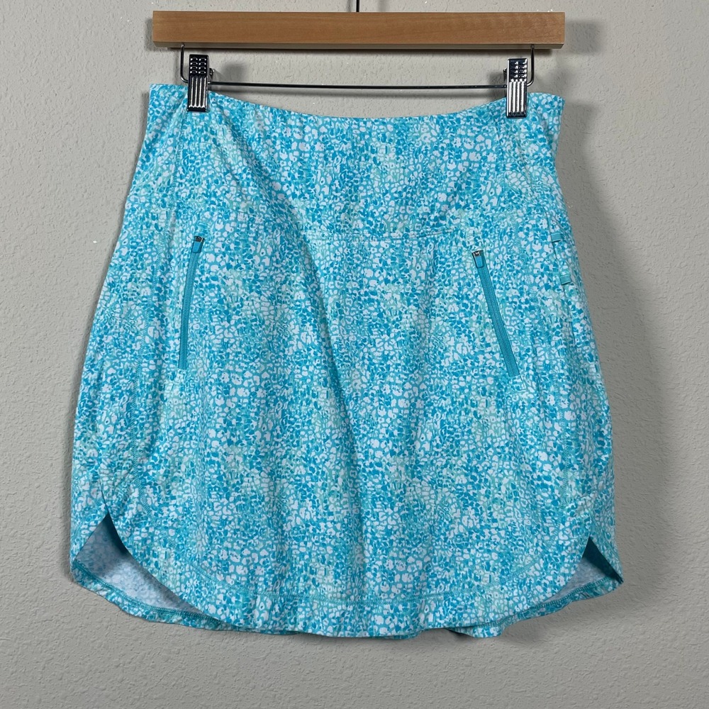 IBKUL Skort Womens M Turquoise Blue Animal Print UPF 50+ Cooling‎ Golf Tennis